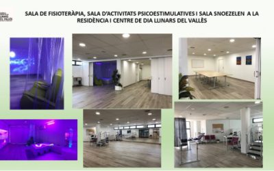 Nous espais de la residència: Sala de Fisioteràpia (Gimnàs), Sala Snoezelen i Sala d’activitats psicoestimulatives.